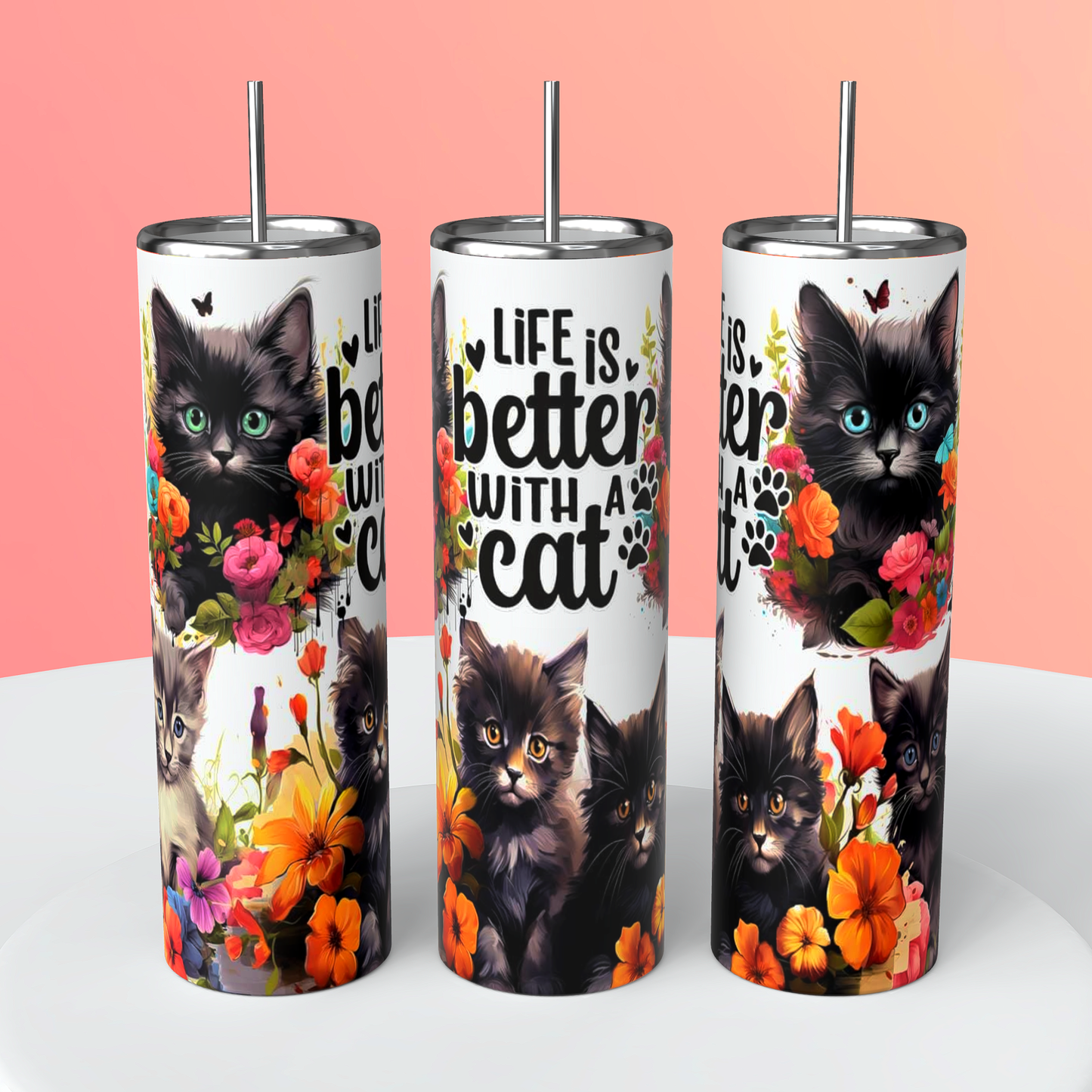 Cat tumbler - Handmade with love
