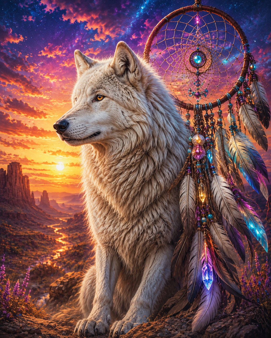 wolves and owl