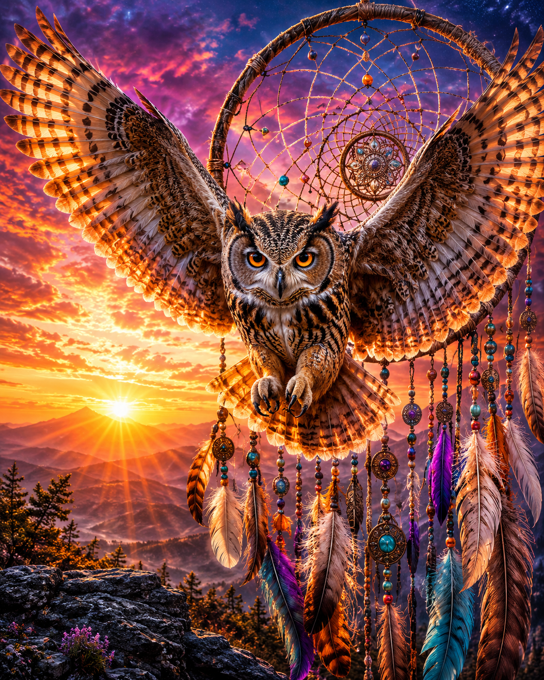wolves and owl