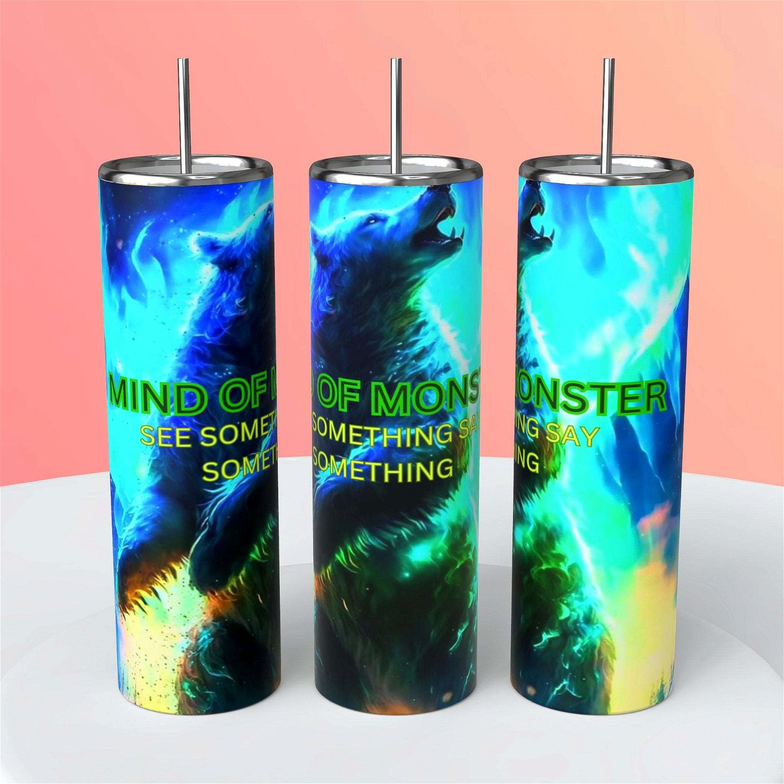 Mind of Monster (Bear): Tumbler - Handmade with love