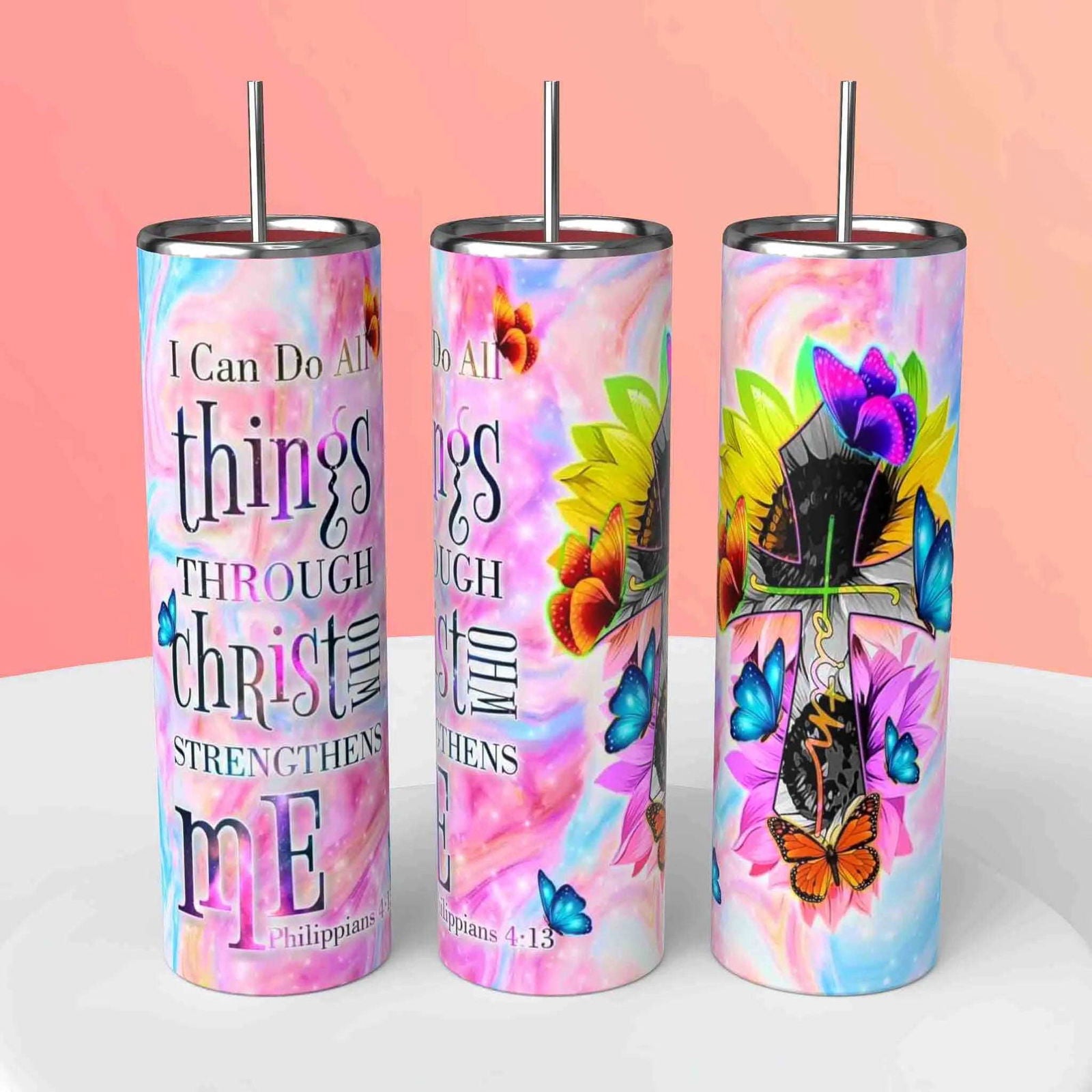 Personalized Christian Tumbler - Customizable Stainless Steel Tumbler Cup - Handmade with love